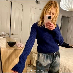 Royal blue Minnie Rose 100% cashmere sweater